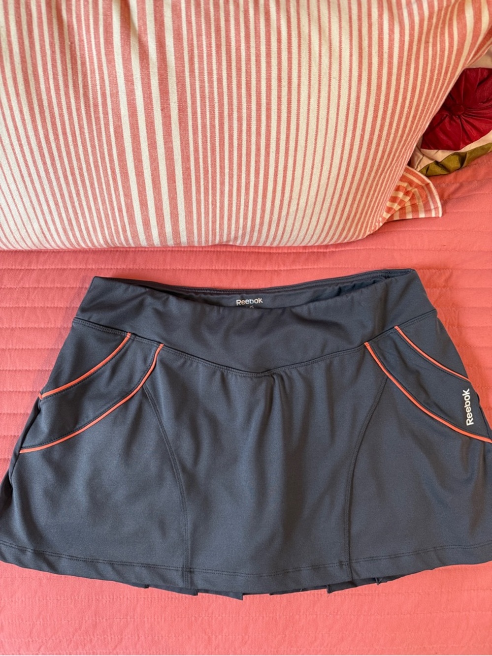 Reebok Women's Grey Athletic Skort with Coral Piping